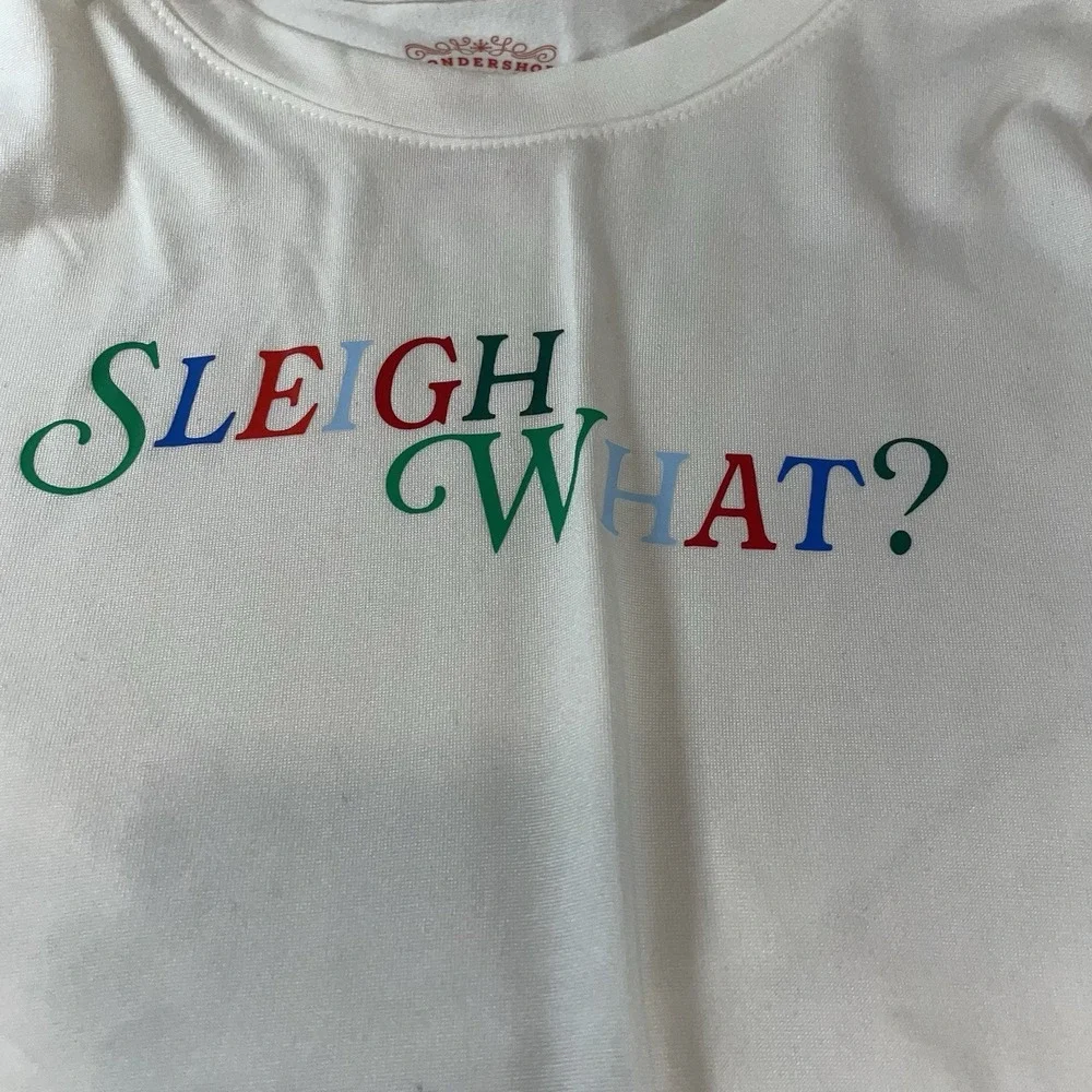 Wondershop Kids Sleigh What Holiday Pajama Shirt White XS 4/5 Recycled Polyester